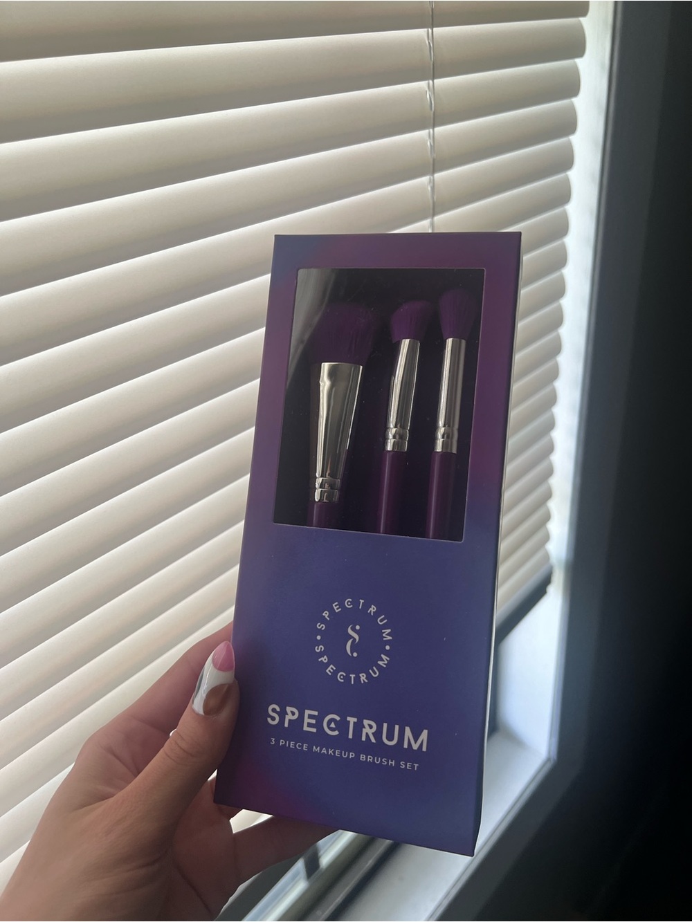 3-Piece Purple Makeup Brush Set for Women